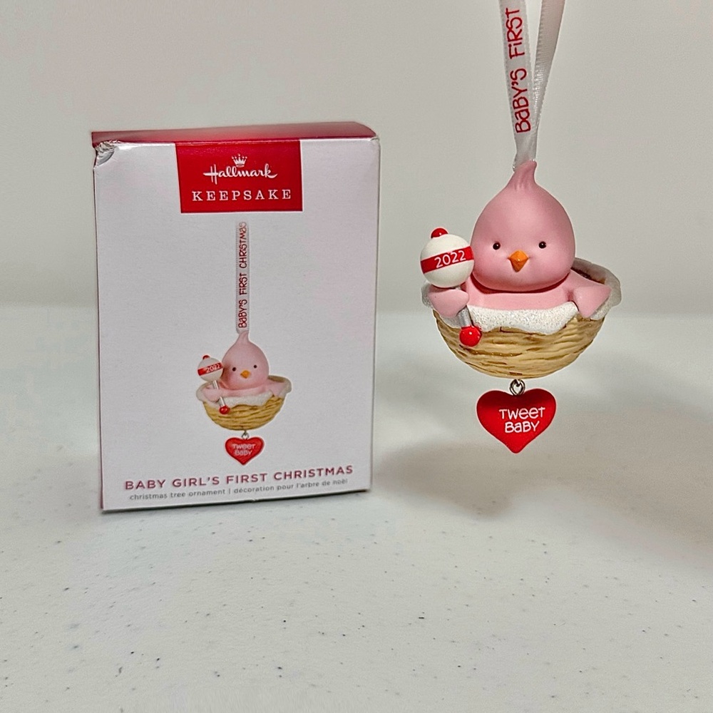 Hallmark Baby Girls First Christmas Bird in Nest 2022 Keepsake Ornament NEW